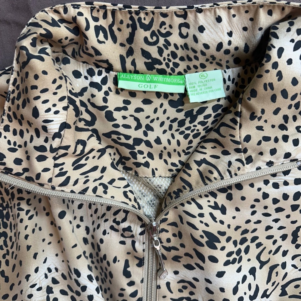 Allyson Whitmore Golf Jacket XL Leopard Print Full Zip Lightweight - Picture 3 of 8